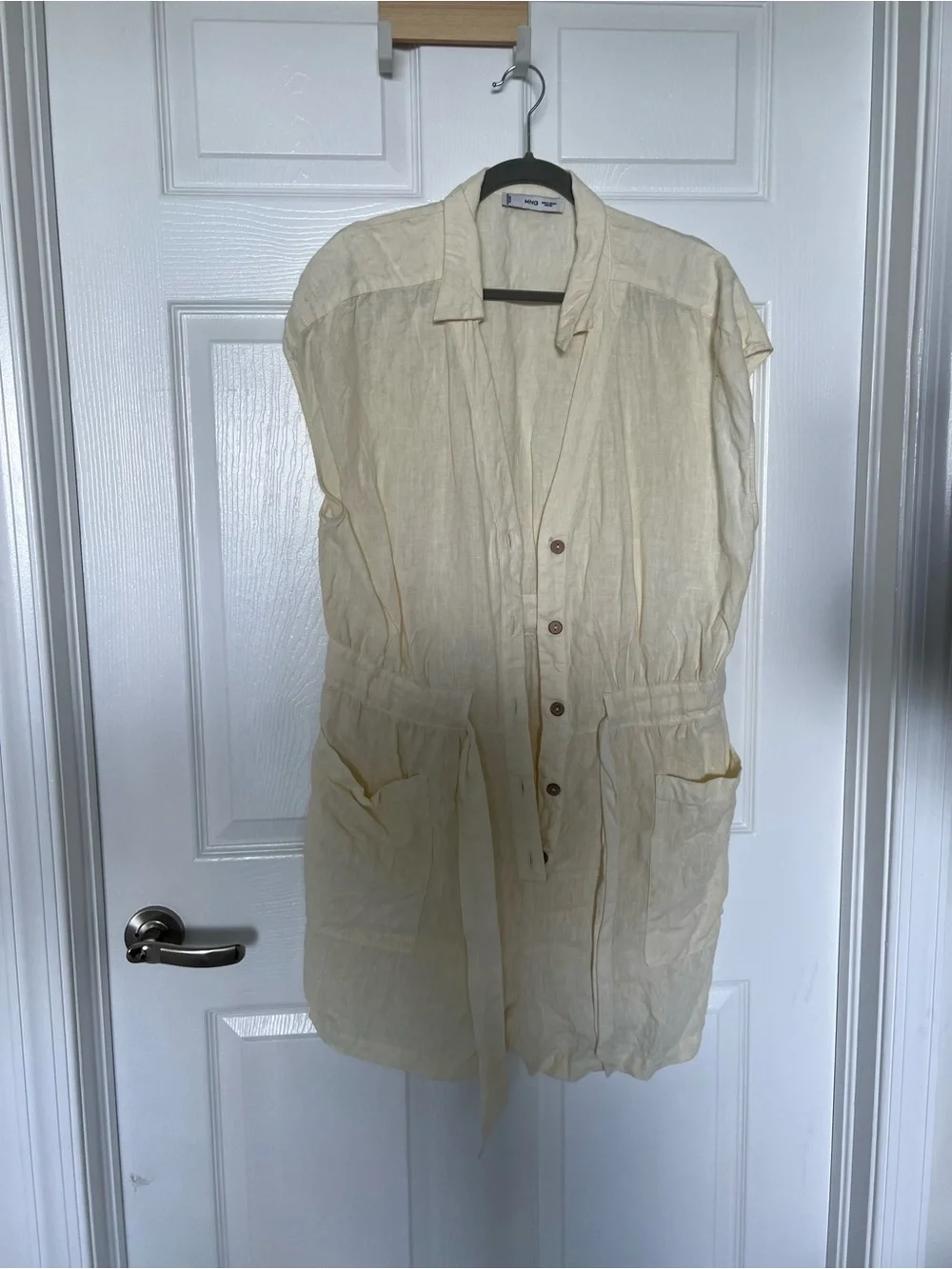 Light yellow linen romper